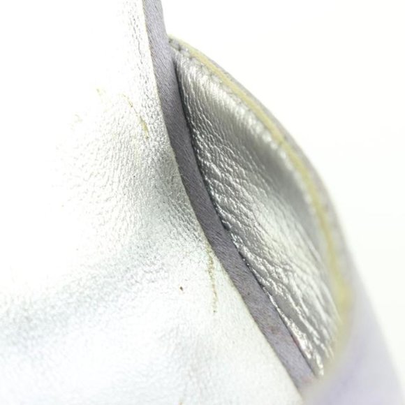 Chanel Size 36.5 Grey Satin Peep Toe Pearl Ankle Strap Pumps Size 13c48 - Picture 10 of 12